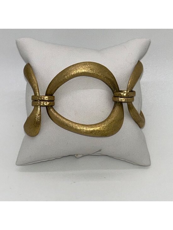 Rivka Friedman Jewelry - Rivka Friedman Brushed Gold-tone Oval Link Bracelet Clad Textured Statement